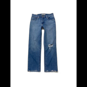 Levi's 724 High-Rise Straight Crop Distressed Raw Hem Size 29